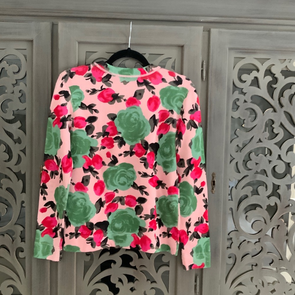 Marc Jacobs pink green floral knit sweater XS